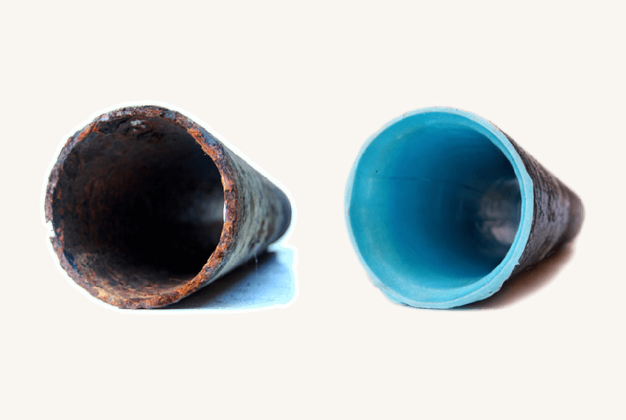 Pipe lining before and after by Alonso Plumbing Inc. in North County San Diego
