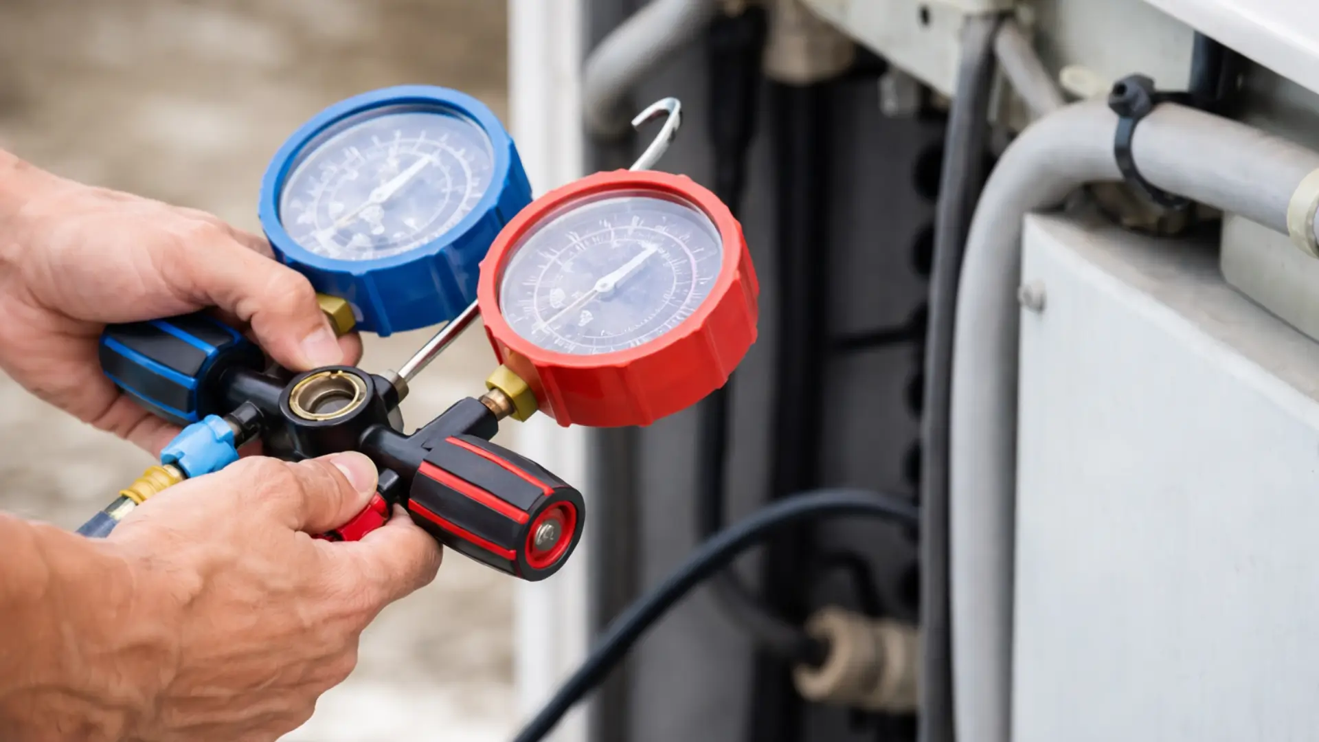 Plumber using a leak detection tool