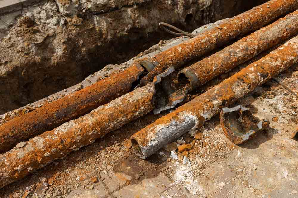 Old cast iron pipes being replaced in Carlsbad, CA.