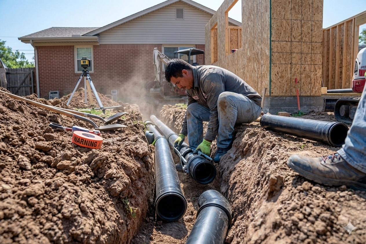Plumbing being installed for ADU in Carlsbad, CA