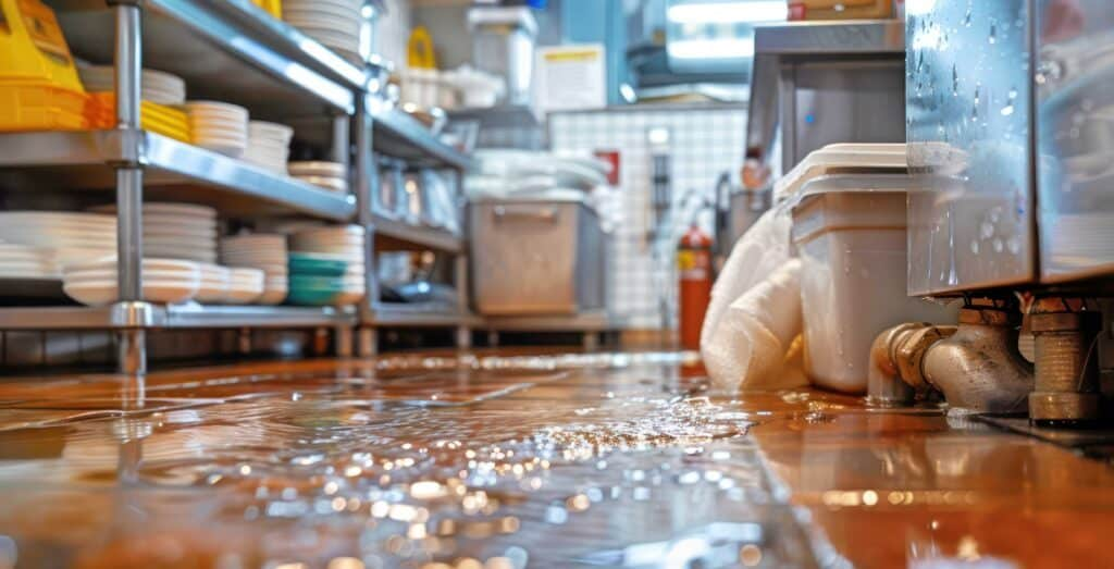 Flooded commercial kitchen drain Carlsbad, CA.