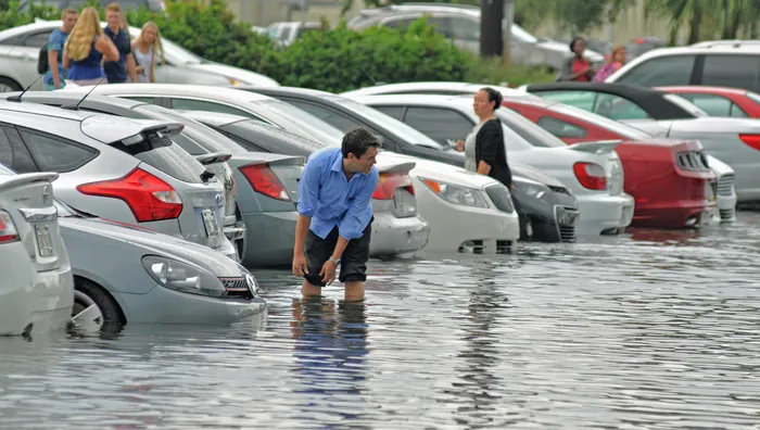 Parking lot flooded