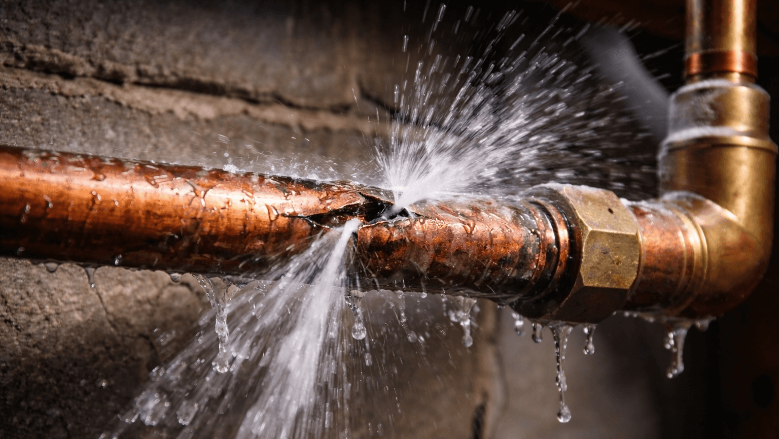 Bursted plumbing pipe in Oceanside, CA.
