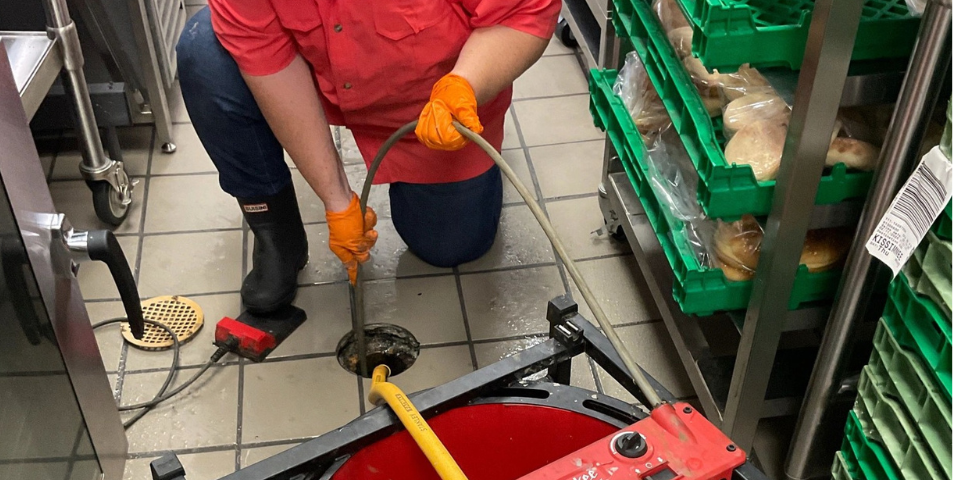 Plumber Hydro Jetting a restaurant line