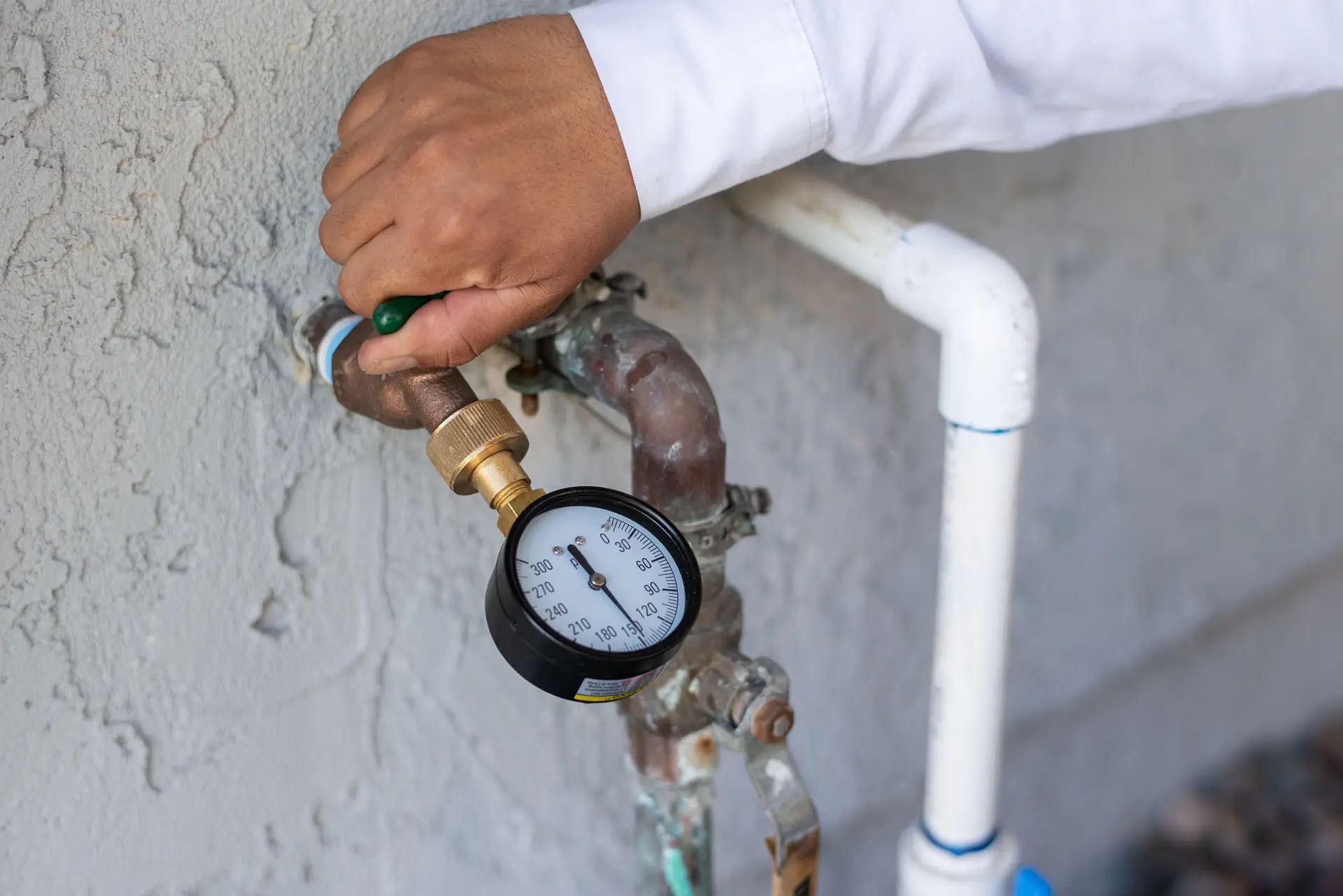 Water pressure regulation gauge in Vista, CA.